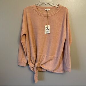 easel Dusty Rose Tie-Front Tunic Top